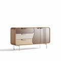 Modern storage cabinet 150 x 40 x 80cm in beige with four doors and sleek design