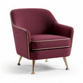 Fabric accent chair in burgundy with brass legs 80 x 70 x 85cm
