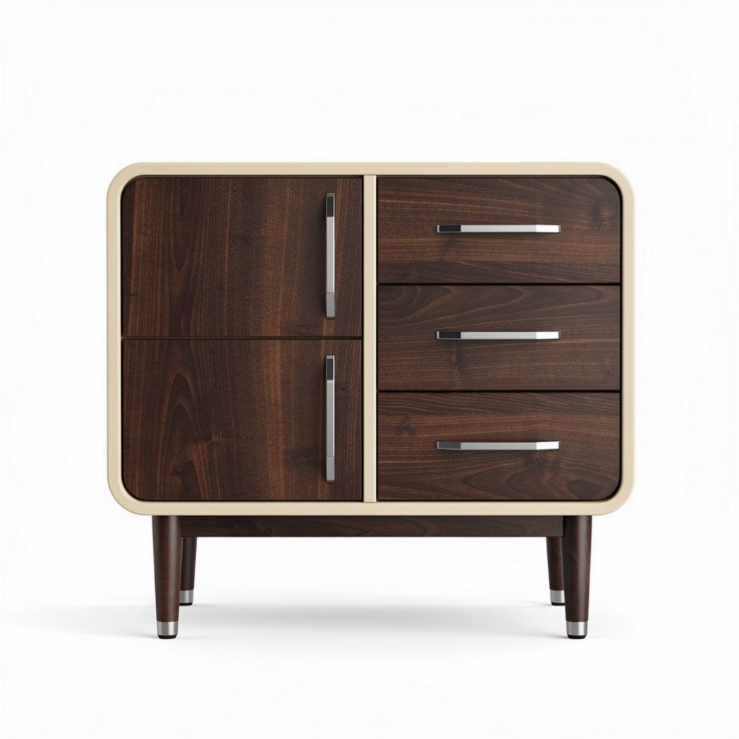 Wooden storage cabinet with white finish and natural wood accents 60 x 40 x 50cm