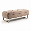 Tufted fabric bench in beige with metal legs 120 x 45 x 45cm