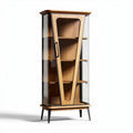Glass display cabinet with wooden frame and five shelves 80 x 40 x 180cm