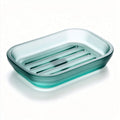 Glass soap dish for bathroom and kitchen use with dimensions 12 x 8 x 2cm