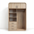 Wooden wardrobe with shelves and drawers 80 x 40 x 180cm natural finish