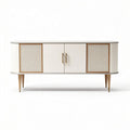 Wood and rattan sideboard in off-white finish with dimension 150 x 40 x 60cm