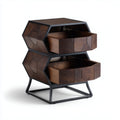 Wooden nightstand with two drawers and black metal legs 50 x 40 x 50cm